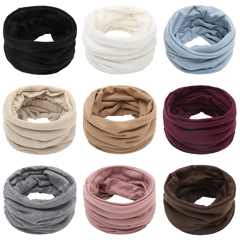 Autumn And Winter Pullover Knitted Scarf Solid Color Unisex Collar Circle Scarf Elastic Neck Warmer Snood Scarves For Women Men