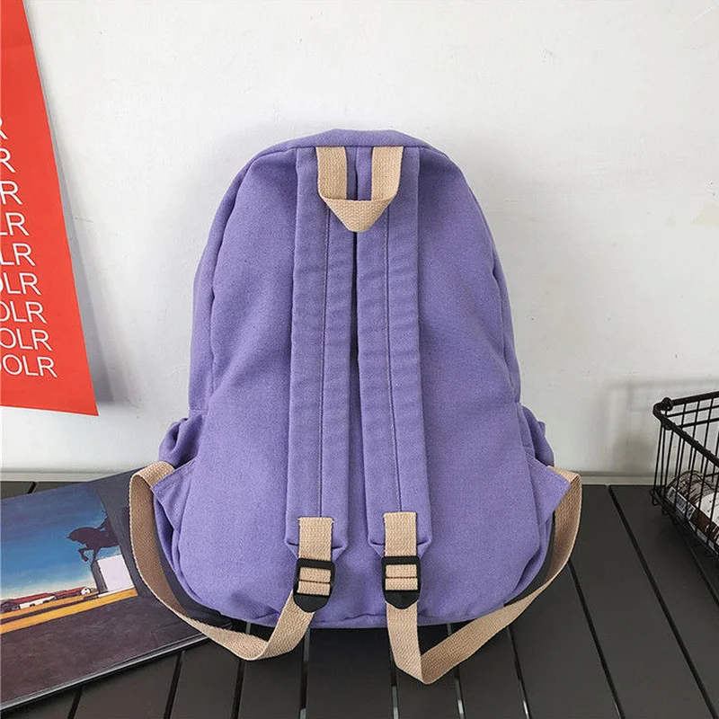 Zaini di tela donna elegante semplice solido borsa di grande capacità Harajuku All-match zaino Casual retrò studenti BF stile coreano