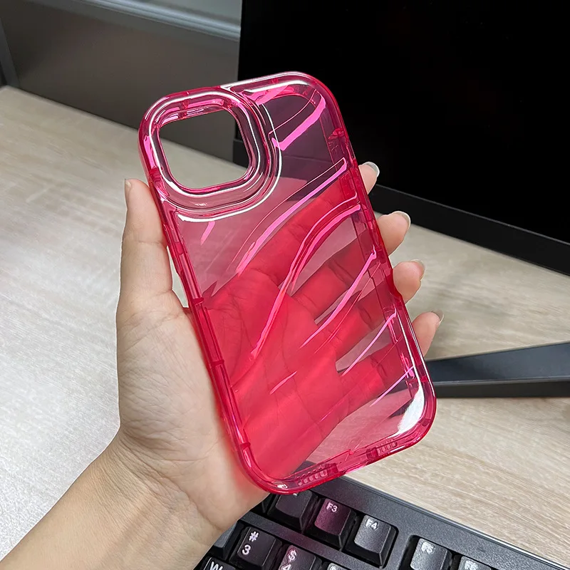 Fashion Phantom Water Ripple Red TPU Armor Case for iPhone 16 15 14 13 12 11 Pro Max X 7 Plus Soft Airbag Shockproof Back Cover