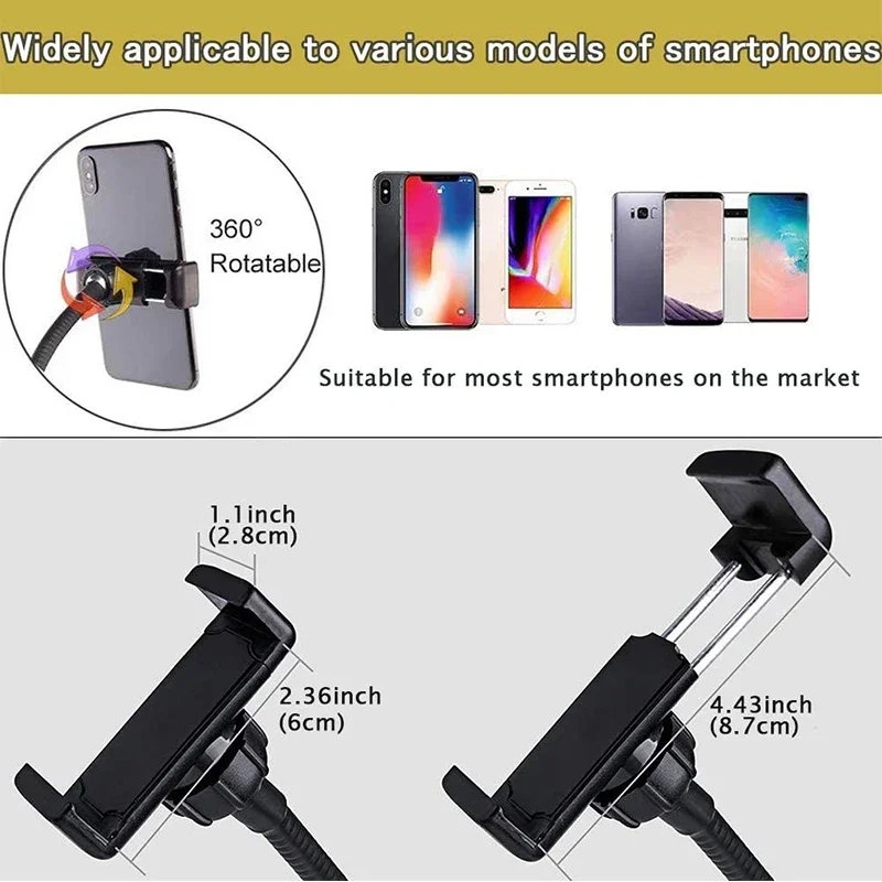 Universal Flexible Mobile Phone Holder with Selfie Ring Light Office Lazy Bracket Desk Lamp LED Light for Live Stream Fill light