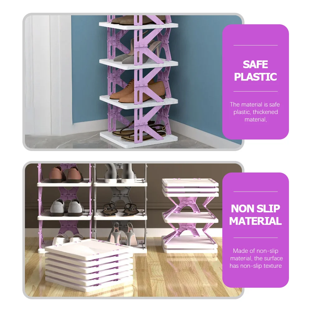 

Folding Shoe Rack Organizer Portable Multi-Layer Non-Slip Space Saving Decorative Color Easy Clean Living Room Bathroom Balcony