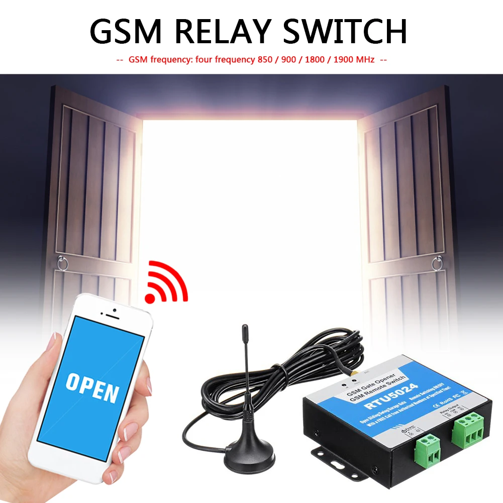RTU5024 GSM Gate Relay Switch Remote Control Wireless Door Opener with Antenna