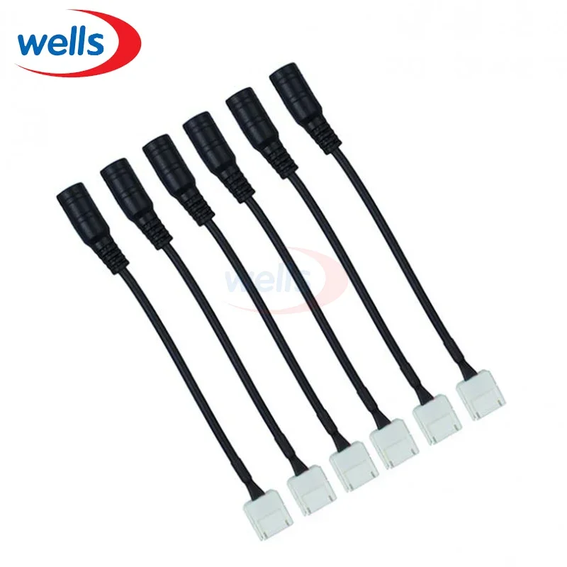 5Pcs 2Pin 10mm Cable To DC Female Solderless Connector For Adapter 5050 Single Color LED Strip
