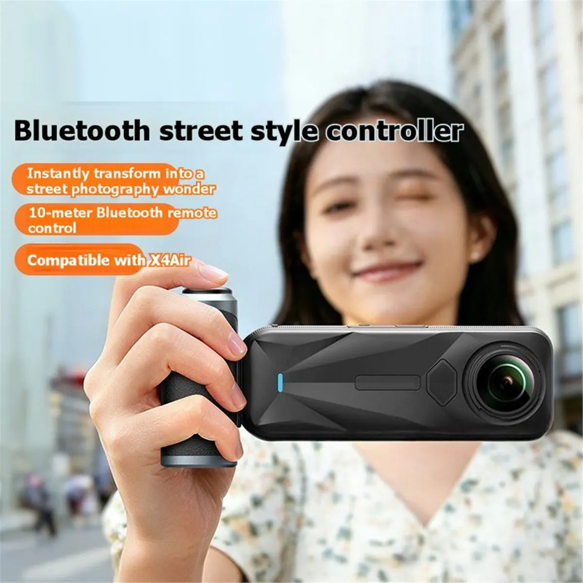 2026 New Bluetooth Remote Control Street Grip Holder for X5/X4 Air Panoramic Camera Accessories with Shutter Button