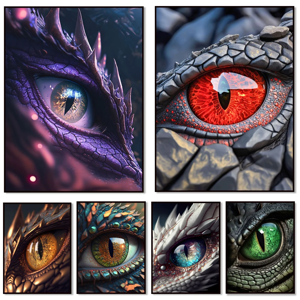 Blue Longan, Rock Eye, Lava Longan Fantasy Monster Eyeball Reptile Longan Poster Canvas Painting Wall Art Prints Room Home Decor