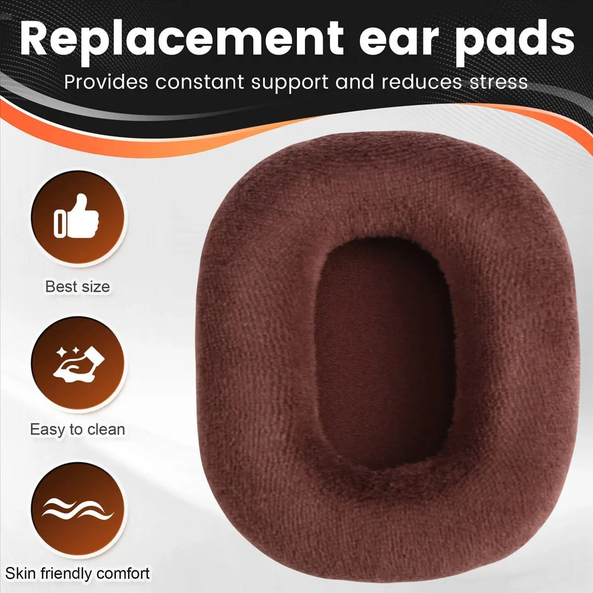 【~ New Y24A】1pair Flannel Sponge Ear Pads Cushion Cover Earpads Replacement for RP-HD605N HD601N HD805N Headset Brown