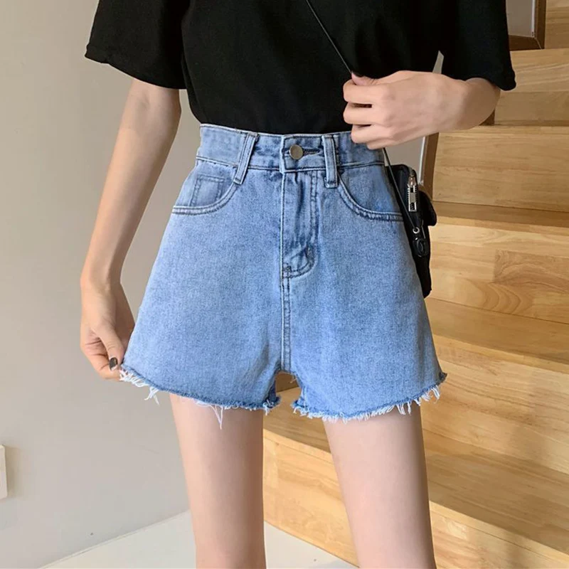 Hot Sale Summer Classic Girls Slim Fit Thin Jeans Lady Solid High Waist Denim Shorts Girls Fashion Ripped Designer Short Pants