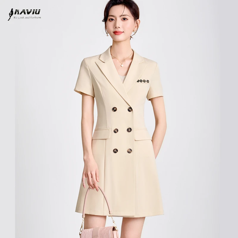 NAVIU Women Evening Suit Dress Summer Prom Trend Casual Korean Party Fashion Slim Formal Work Dresses For Ladies Office