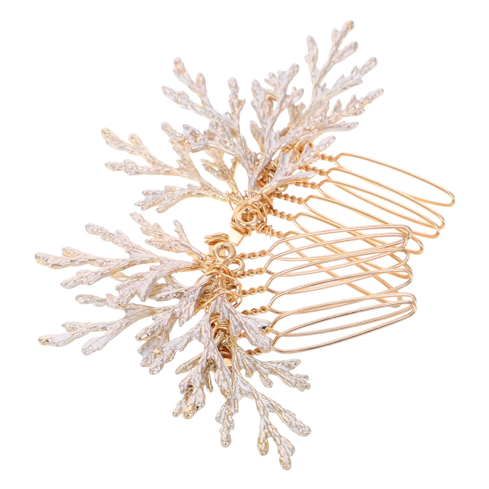 

2pcs Golden Hair Comb Vintage Alloy Pine Twigs Side Comb For Wedding Bride Bridal Hair Accessories Women Decorative Combs