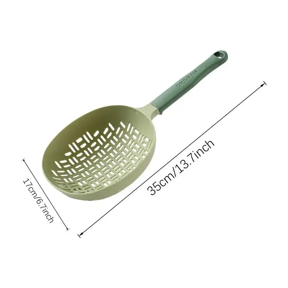 Silicone Pasta Draining Colander Heat-resistant Anti-scald Long Handle Slotted Spoon Cooking Strainer Spoon Food Filter Spoon