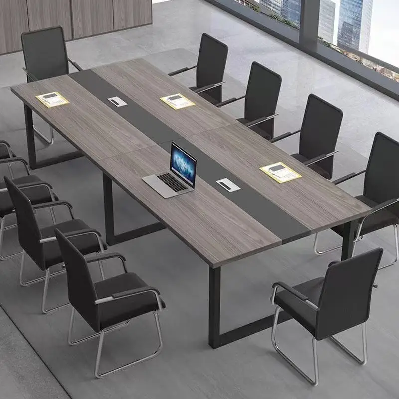 

Conference Long Desk with Office Seating Simple Strip Solid Wood Workbench for Modern Meeting Rooms and Training Spaces