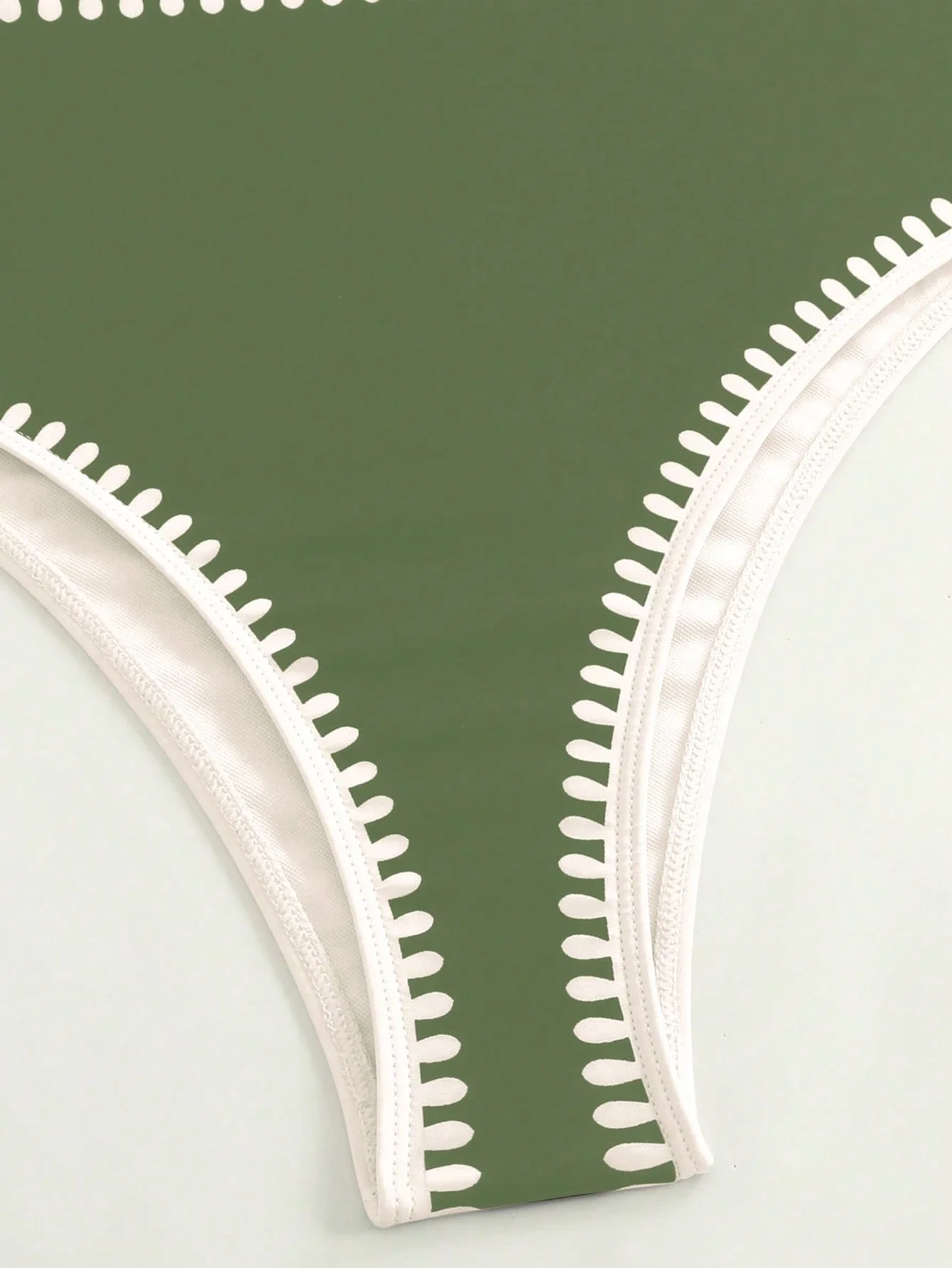 

Green Floral One-Piece Swimsuit With White Trim Beach Swimwear