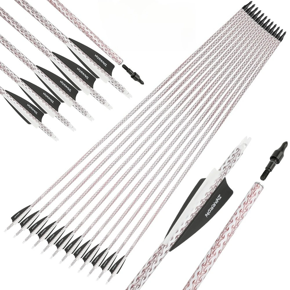 

12X 30" Carbon Arrow Archery SP500 Screw Tip 100gr Compound Bow Recurve Bow Hunting Target Practice