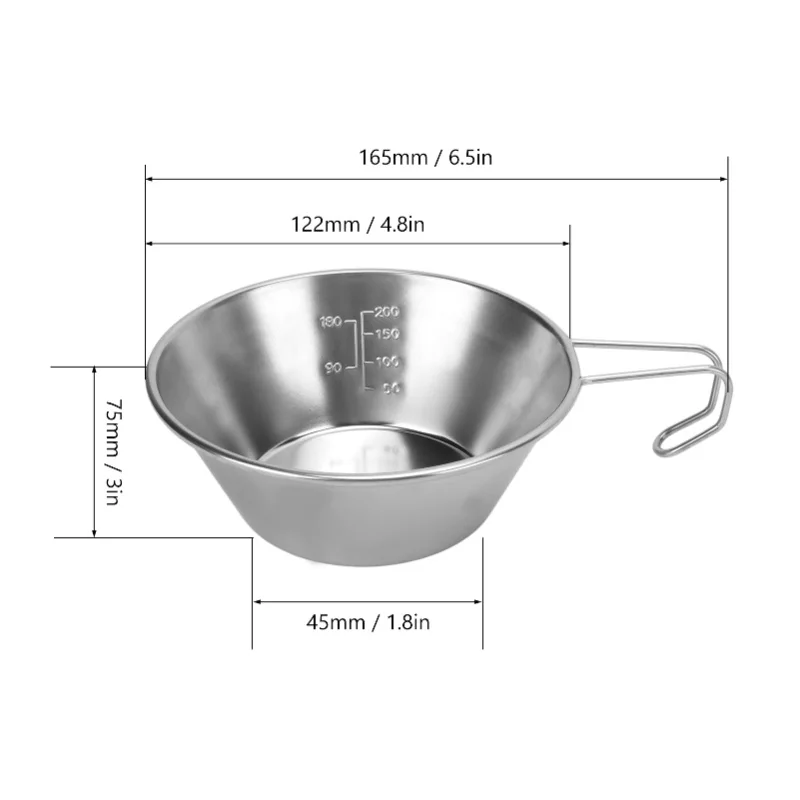 Stainless Steel Camping Sierra Cup Stackable Portable Stainless Steel Sierra Cup With Scale And Handle 310ml