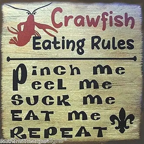 Vintage Tin Sign Crawfish Eating Rules Metal Poster Retro Art Wall Decoration for Home Club Cabin Garage Store Bar Cafe Farm 12&