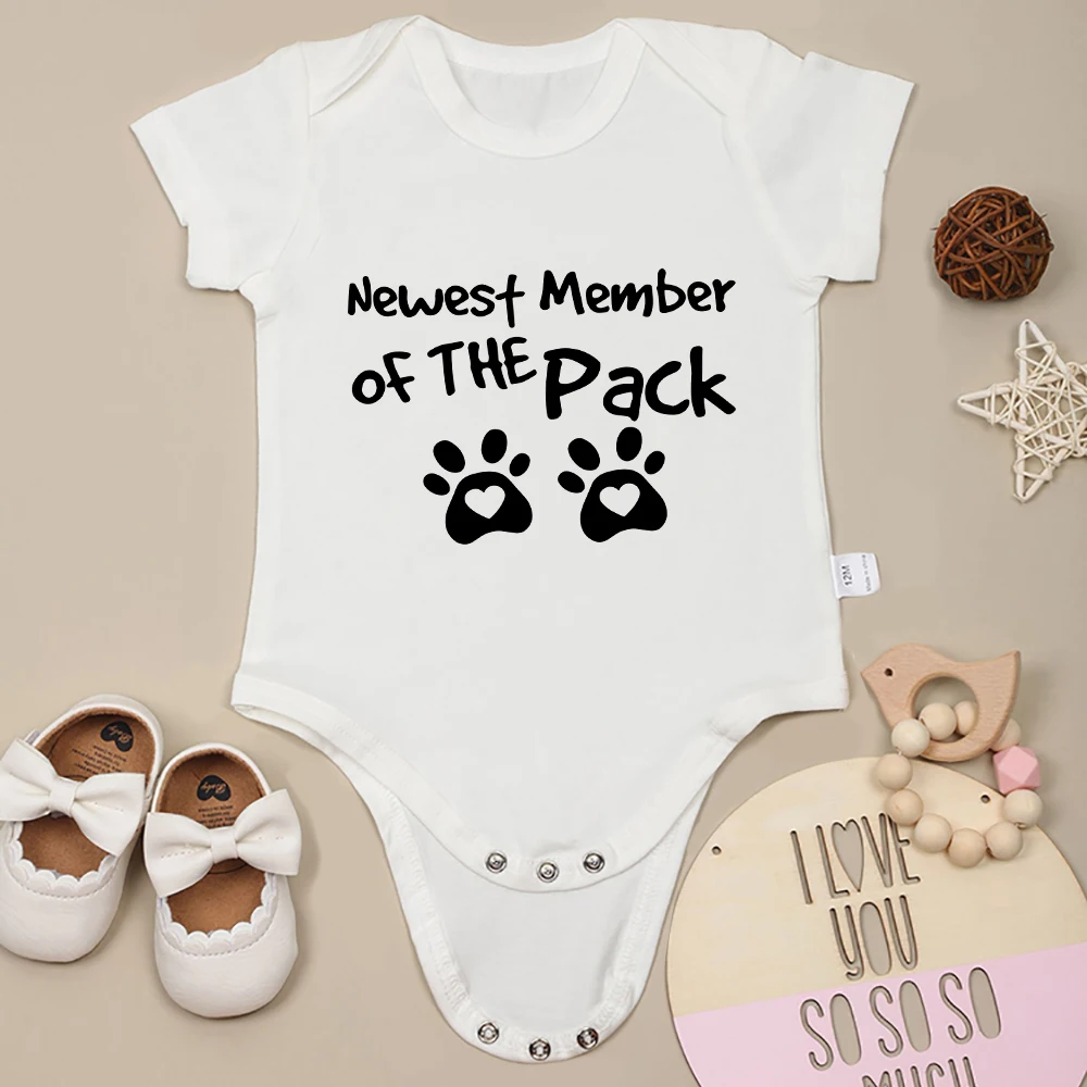 

Newest Member of the Pack Baby Clothes Pregnancy Announcement Fine Gift Cotton Newborn Onesie Popular New Bodysuit Fast Delivery