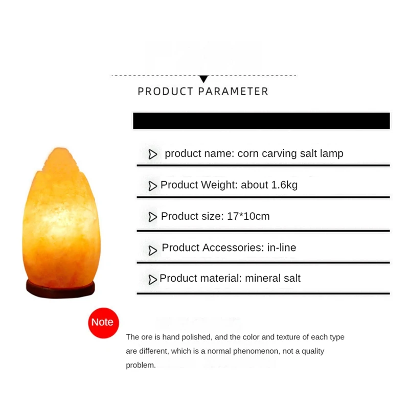 1 PCS Himalayans Rocks Salt Lamp Glow Night Light Bedside Ornaments, As Shown Wooden Home Decor Atmosphere Lights EU Plug