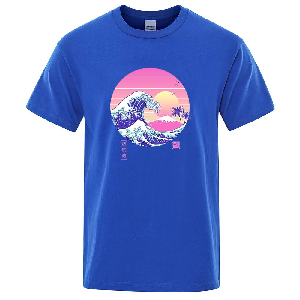 Cotton T Shirt Men Printed Vaporwave Aesthetics Top Tee Shirts Hip Hop Streetwear O-Neck Short Sleeve T-shirts Male Japan Style