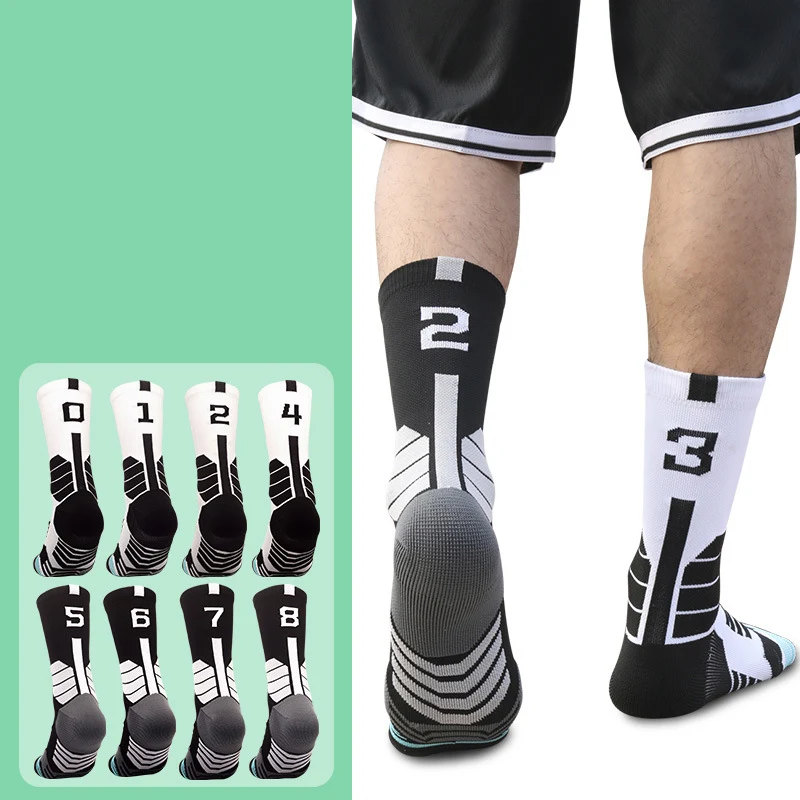 1 Piece (Not 1 Pair) Youth Cotton Socks 0-9 Number Professional Sport Socks Basketball Fitness Running Men Women