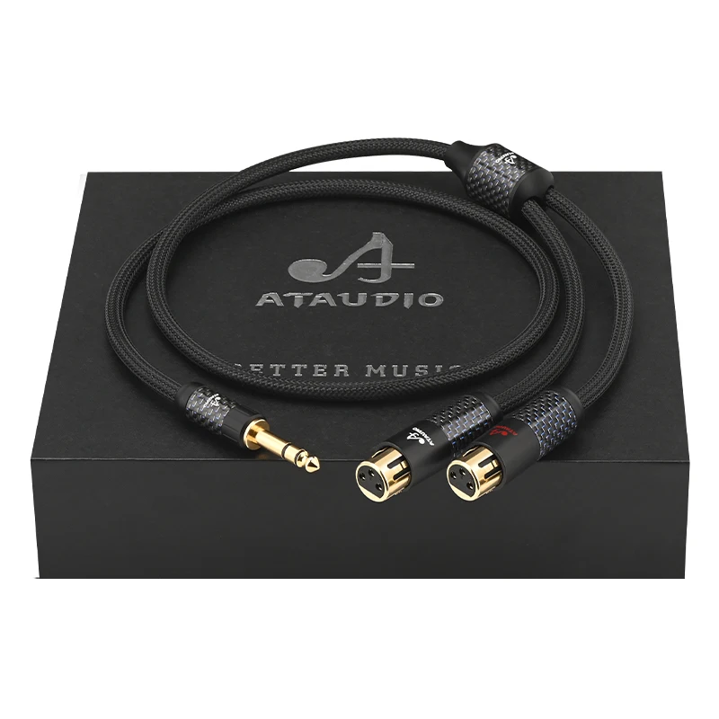 ATAUDIO HiFi 6,5 mm TRS auf 2XLR Kabel Hochwertiges quadratisches OCC 6,5 Klinke auf 2XLR Mixer Lautsprecher 1/4 Zoll TRS Y Splitter Kabel 3