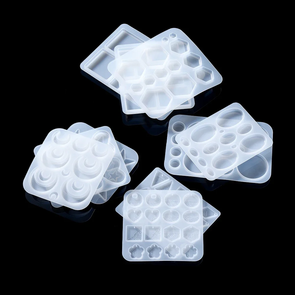 Earring Pendant Epoxy Silicone Mold Geometry Round Triangle Necklace Key Chain Pendant Resin Mold Jewelry Making Accessories