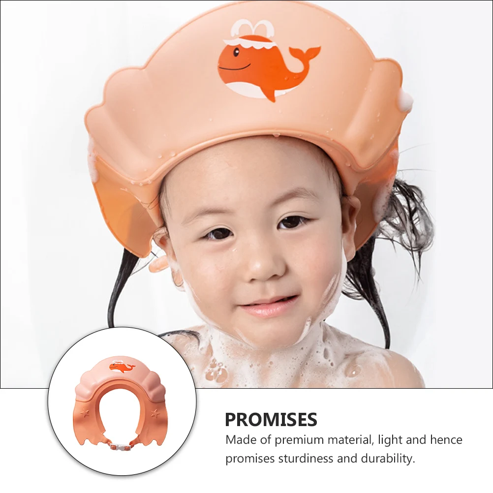 

Shower Cap for Kids Baby Bath Head Shield Shampoo Cap Infant Ear Protector Hat PP TPE Lightweight Durable Cartoon Brim Protects