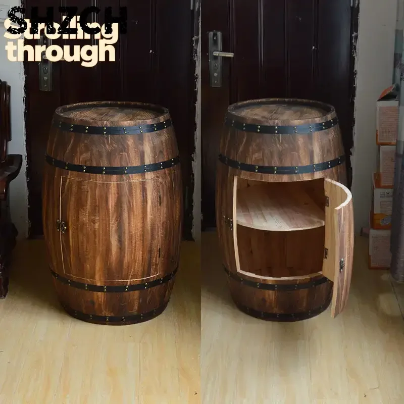 Online wine barrel storage cabinet Open the oak barrel wine cabinet, Decorative wooden wine barrels