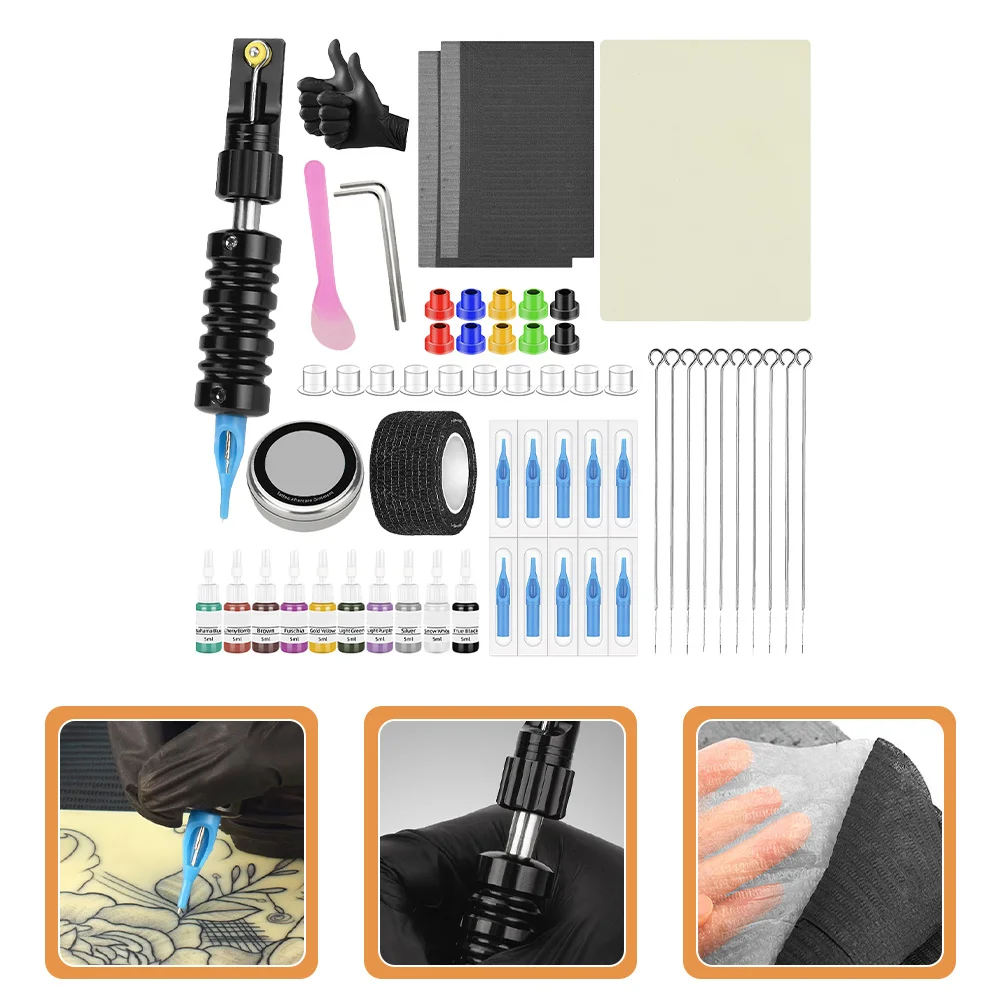 

Tattoos Beginner Kit Tattooing Pen Holder Multi-Use Tools Portable Non-Slip Design Practice Set Tattoos Kit Tattooing Pen Holder