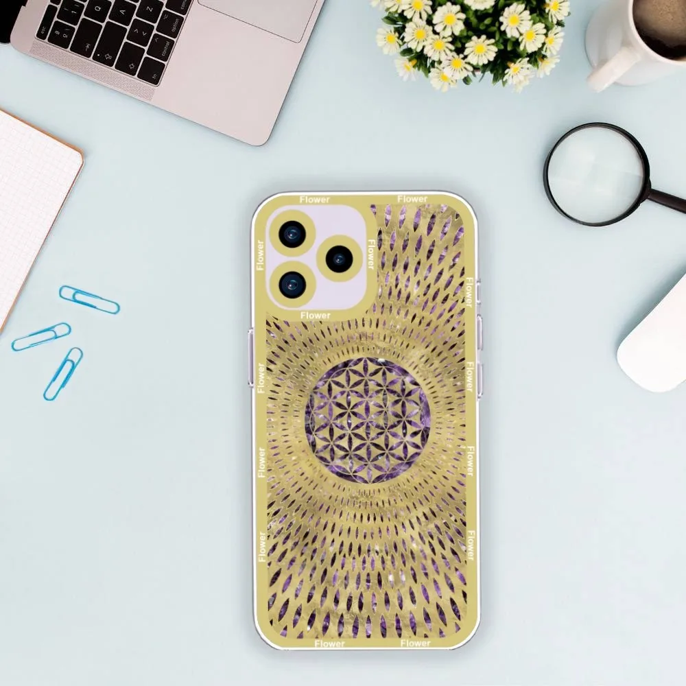 Flower of Life in Lotus Phone Case For iPhone 11 12 Mini 13 14 15 Pro Max Transparent Shell