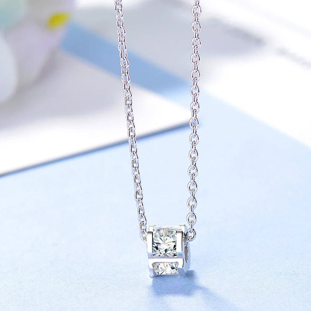 

Silver 925 Jewelry Cylinder Zircon Women New in Necklace Luxury Designer Accesories Money 925 Everything