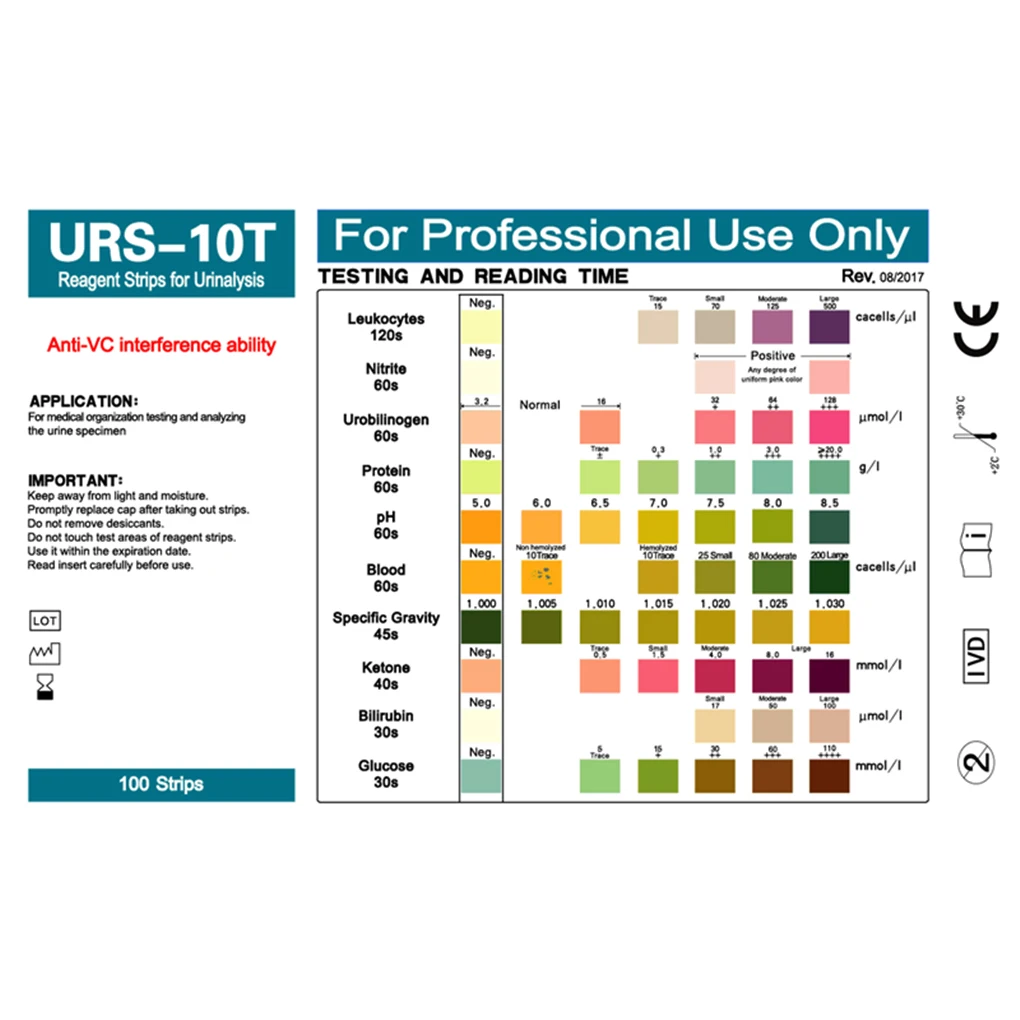 100X Set Urine Test Strips Paper PH Tester Household Testing Tool Multifunctional Lightweight Useful for Hospital