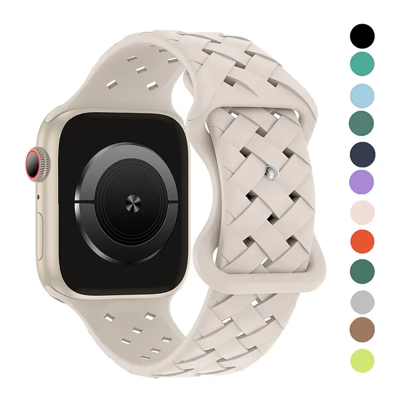Braided Strap For Apple Watch Band 44mm 40mm 45mm 49mm 41mm 42mm Breathable correa bracelet iwatch series 8 7 se 3 4 5 6 ultra image 2