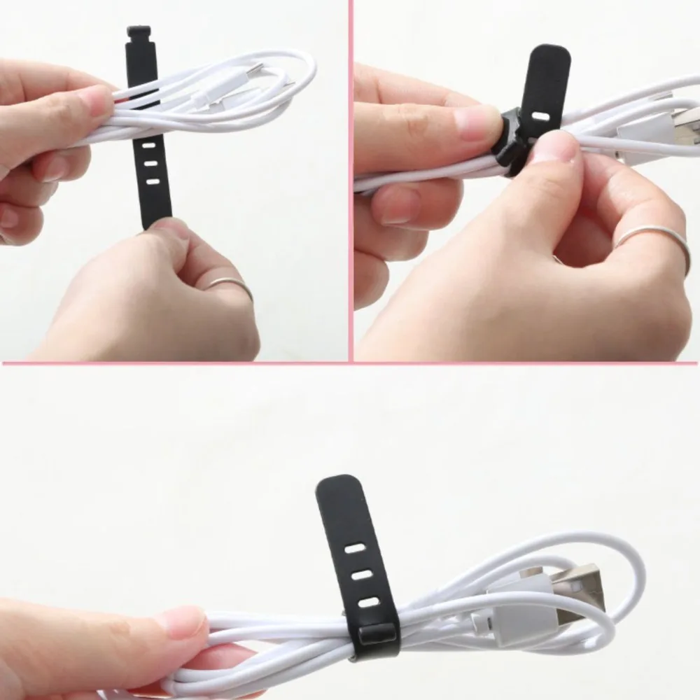 อุปกรณ์จัดเก็บสายเคเบิลข้อมูล TPR แบบพกพา 6 สี 4 รู Bobbin Winder Tie Straps