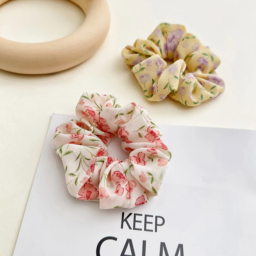 

Soft Chiffon Hair Rope Ponytail Holder Hair Ties Elastic Hair Rubber Bands For Girls Floral Printed Scrunchies Hair Accessories