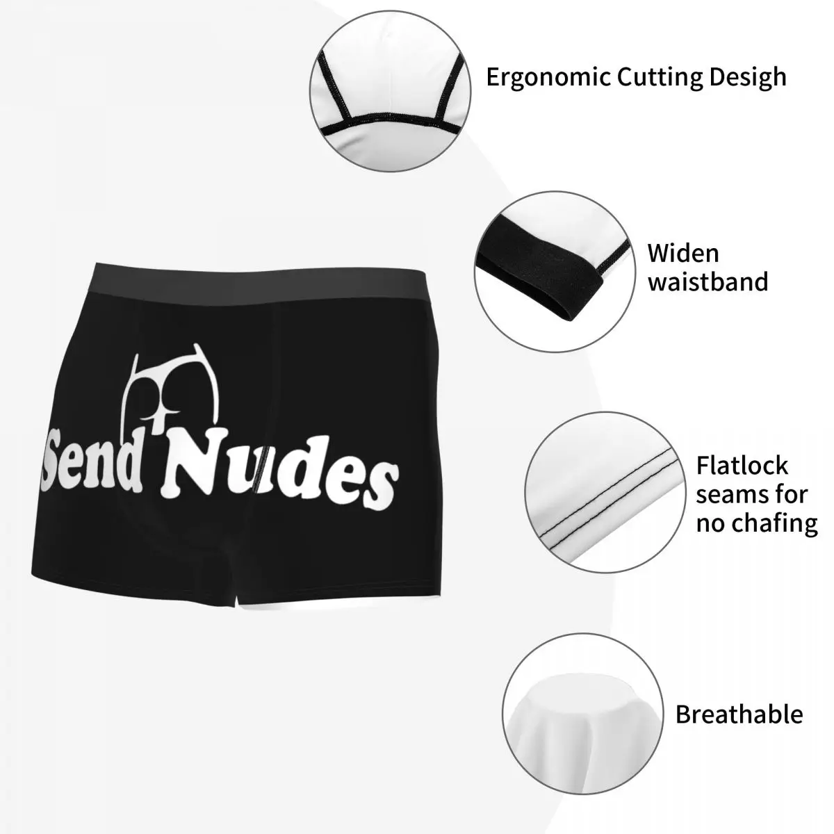 Sexy Send Nudes Boxers Shorts Funny Humor Joke Quotes Underpants Men\'s Stretch Briefs Underwear