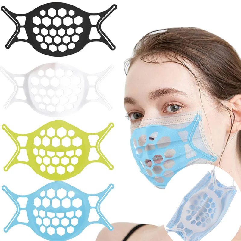 2/5Pcs Silicone Mask Holder 3D Face Mask Inner Support Frame Silicone Mask Bracket Adults Breathable Valve Reusable