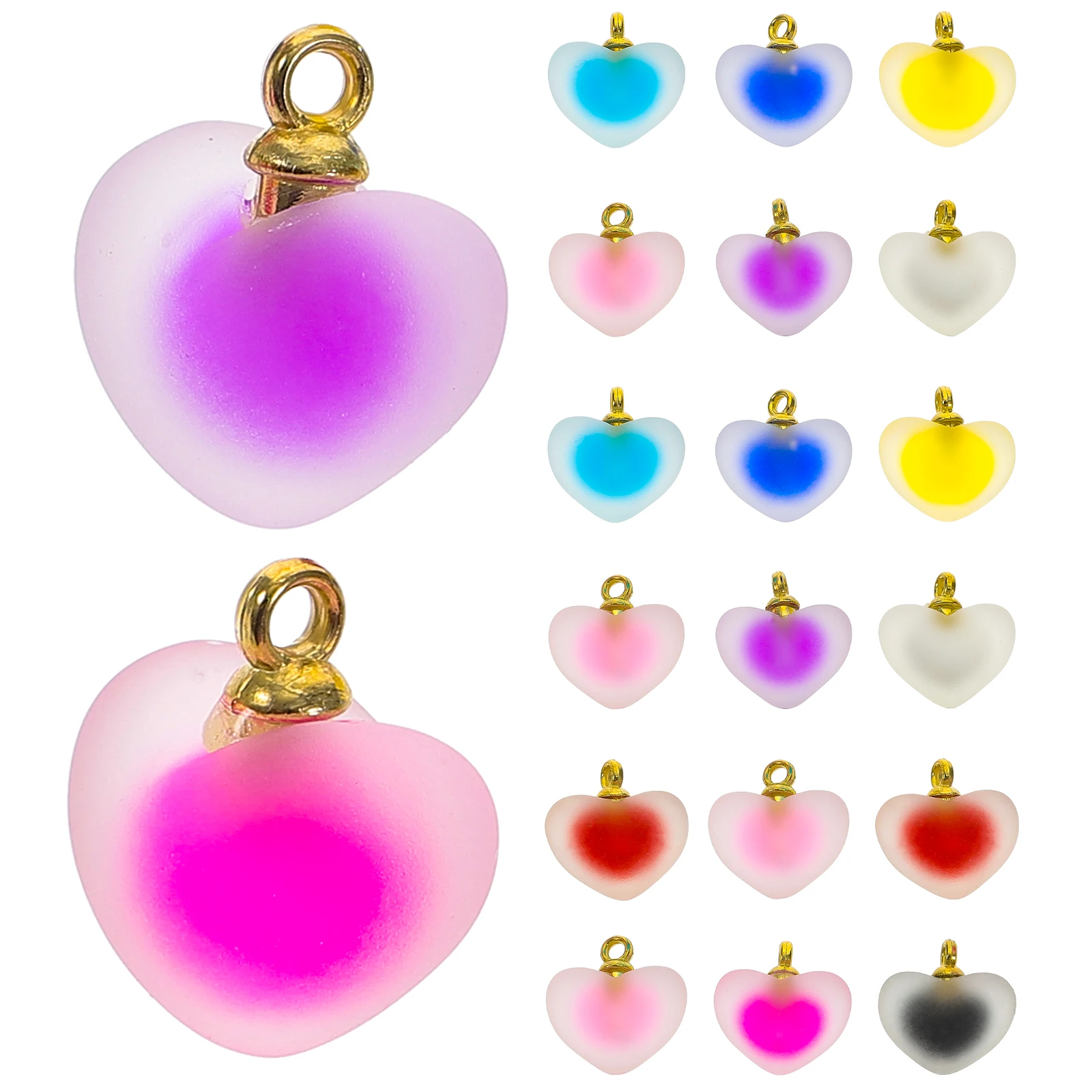 

20pcs Heart Shaped Resin Charms for DIY Jewelry Making Cute Love Pendant Necklace Keychain Crafting Accessories