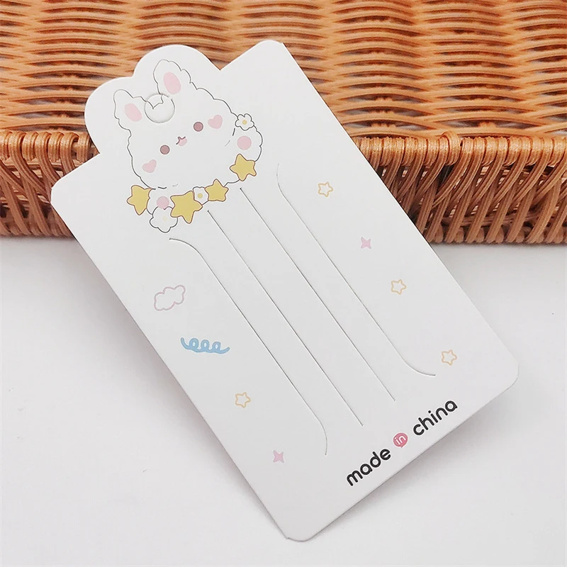 50pcs Bunny Star Display Cards For Hair Cord Hairpin Handmade DIY Jewelry Cardboard Package Hair Clips White Craft Hang Tag Card