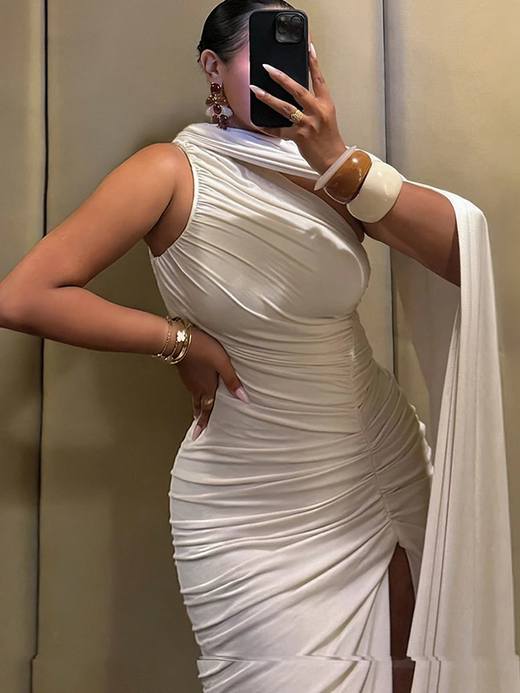 Vestido con cuello sesgado para mujer, lazo sin mangas de cintura alta, decoración de medianoche, fiesta de graduación elegante