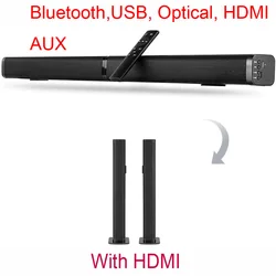 HDMI-compatible 37-inch Bluetooth soundbar for LED TV Wall mountable Home Theater 3D surround sound optical SPDIF ARC detachable