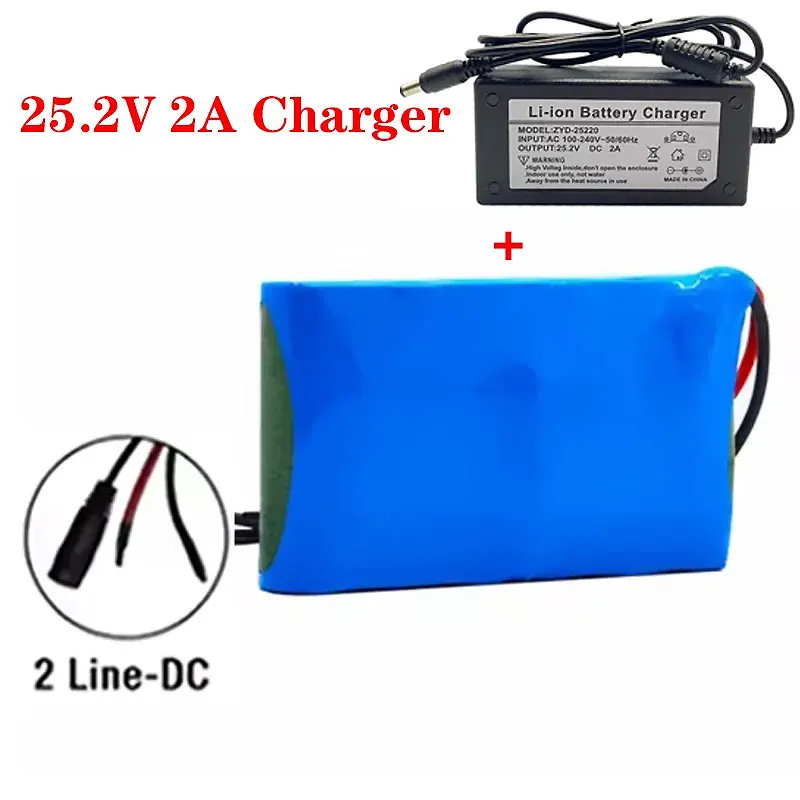 

6S1P 50000mAh 24V Portable high-capacity 18650 6S1P rechargeable battery lithium-ion DC25.2V monitor camera toy car+charger