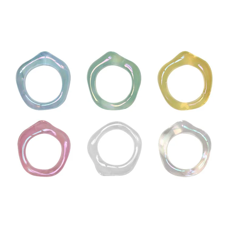 Retro Chic Transparent Aesthetic Ring Colorful Minimalist Acrylic Resin Thin Rings For Women Jewelry Party Gifts Wholesale