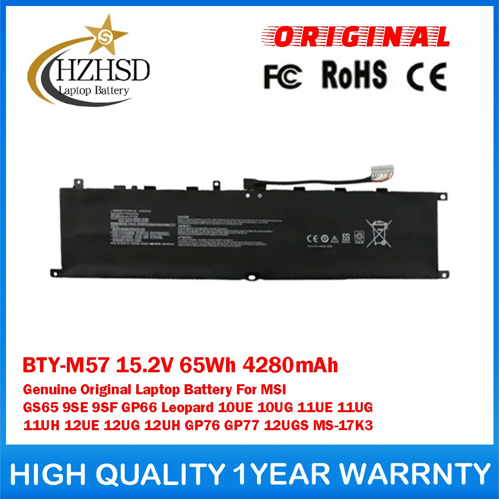 

BTY-M57 15.2V 65Wh 4280mAh Genuine Original Laptop Battery For MSI GS65 9SE 9SF GP66 Leopard 10UE 10UG 11UE 11UG 11UH 12UE 12UG