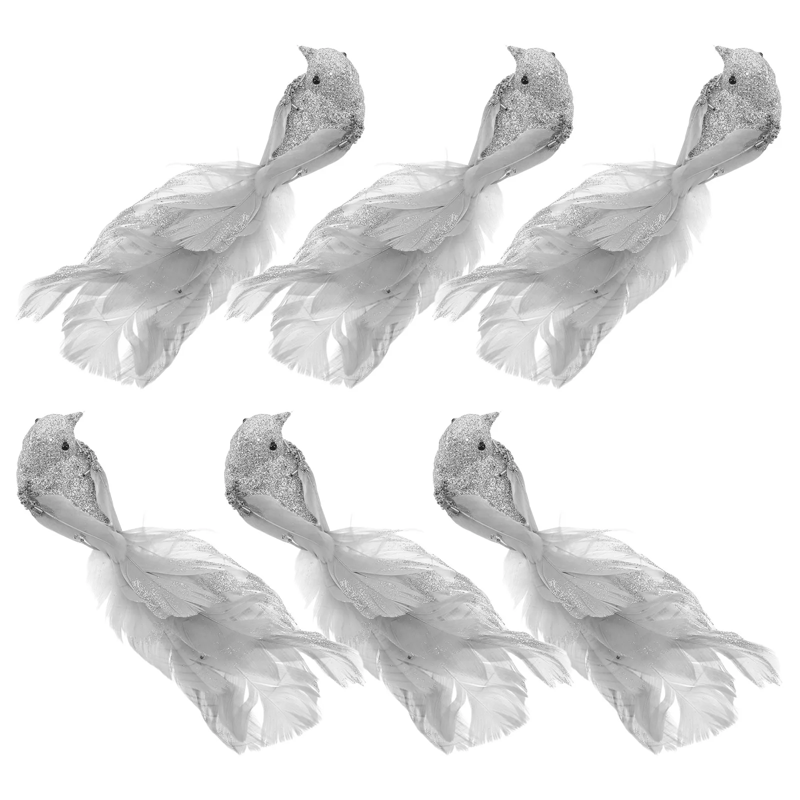 

6pcs Realistic Artificial Decorations Clip-On Fake Bird s For Christmas Garden Wedding Decor Simulated Bird Ornaments