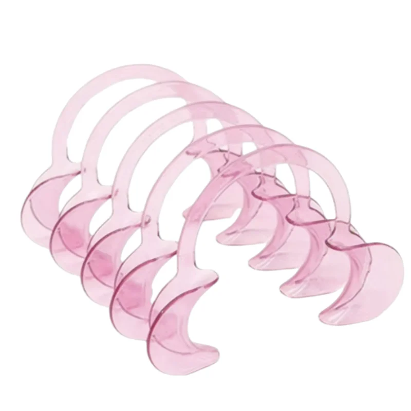 

50pcs Dental C-Shape Mouth Opener M Size Pink Cheek Retractor for Tooth Restoration Disposable Dentistry Treatment Accessories