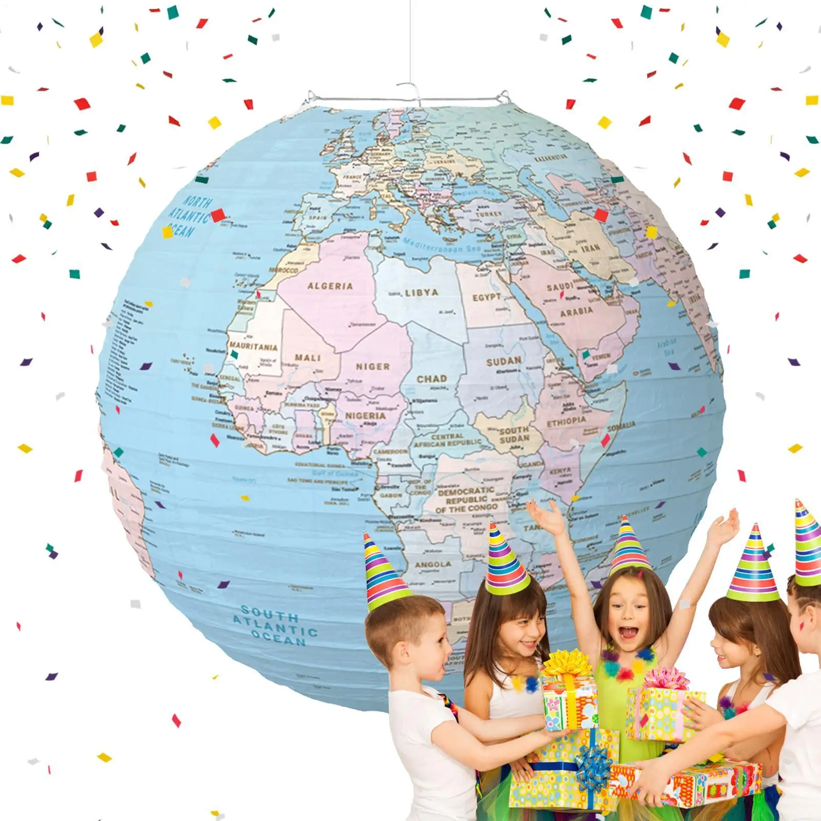 Lanterne de carte du monde créative, jour de la terre, ornement de Globe terrestre, décoration de fête à thème Portable pour la maison et le jardin