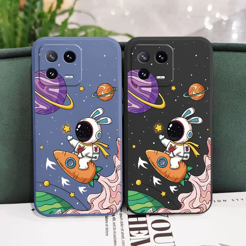 Carrot Astronaut Phone Case For Xiaomi Mi 14 13 13T 12 12X 12T 12S 11 11T Ultra 10 10T 9 9T 9SE 8 Pro Lite Liquid Silicone Cover image 5