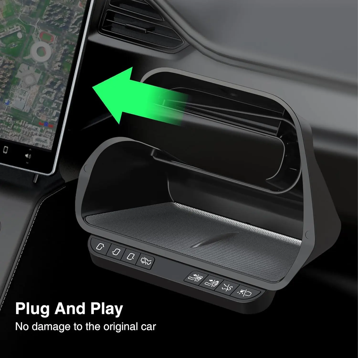 Smart Door Lock Button Control sotto lo schermo di navigazione per Tesla Model Y 3 2024 Highland Center Console Storage Oganizer Tray