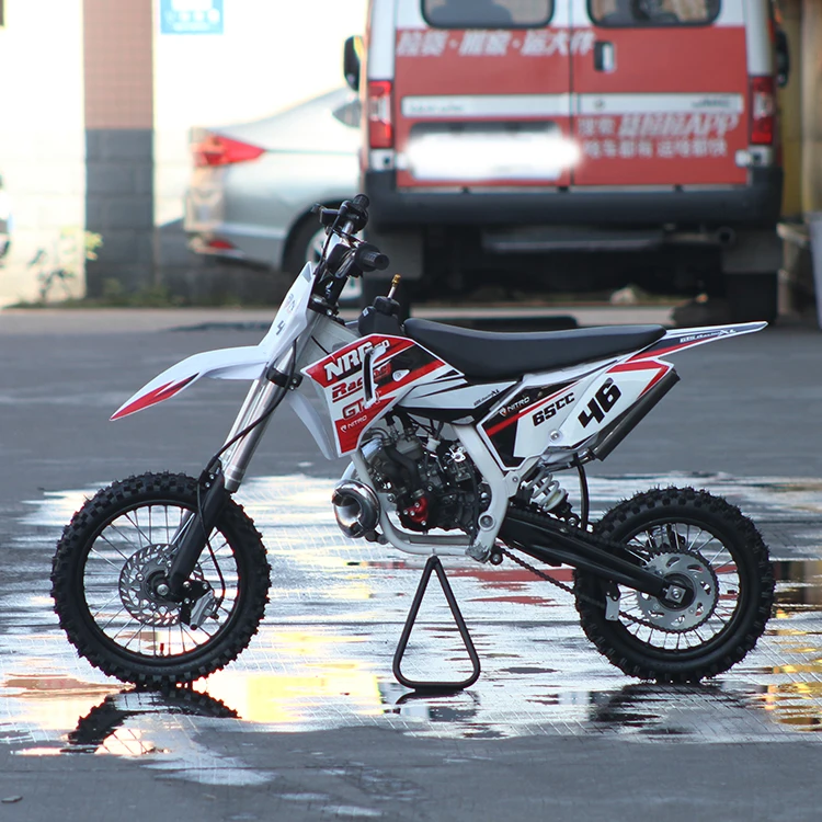 Large stock kick start chain drive 2 stroke water cooled engine small 65cc dirt bike for sale