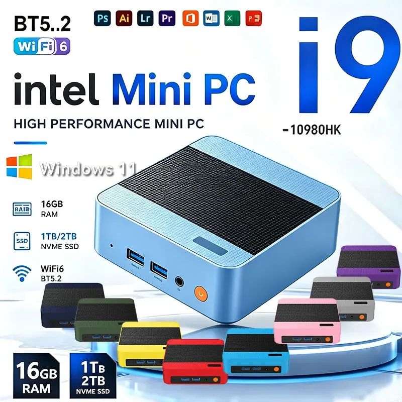 Mini Computer Intel Core I9 10980HK Mini Pc Computer Windows 11  Gaming Computer 16GB RAM 1TB 2TB SSD WiFi 6 Mini Pc